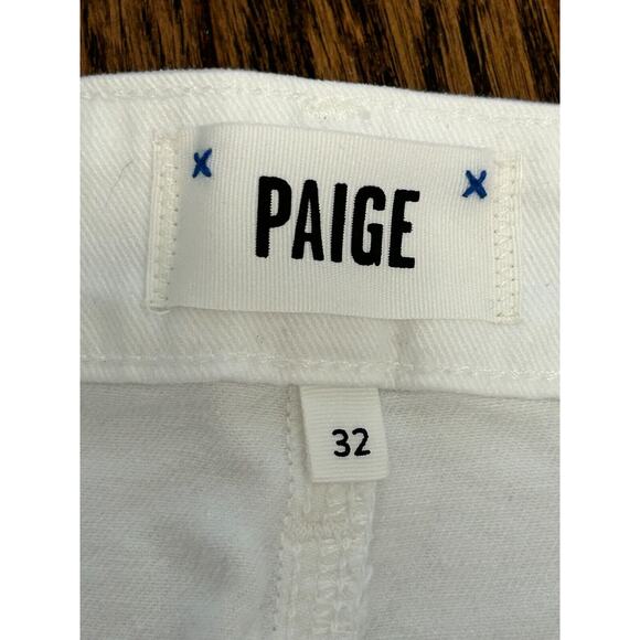 NWT Paige Women's Crisp White Anessa Wide Leg Raw Hem Ankle Jeans Petite Size 32 - Picture 7 of 16